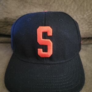 Stussy Hat Cap Mens Snap Back Navy Blue S Logo Wool Blend Streetwear Stüssy